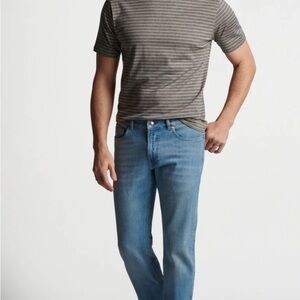 NWT Peter Millar Men's Vintage Washed 5 Pocket Denim: Stone Washed Blue - 35x34